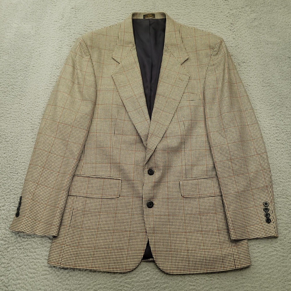 Robert Stock Men's 40R (38) Blazer Sport Coat Suit Jacket Houndstooth Wool Blend